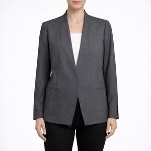 Ann Taylor Petite Cutaway Blazer in Bi-Stretch Size 12P Style 517675 Dark Grey